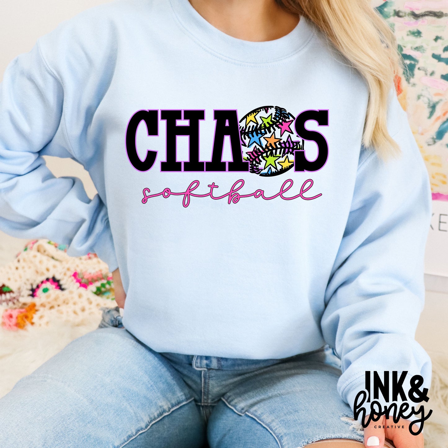 chaos softball tee