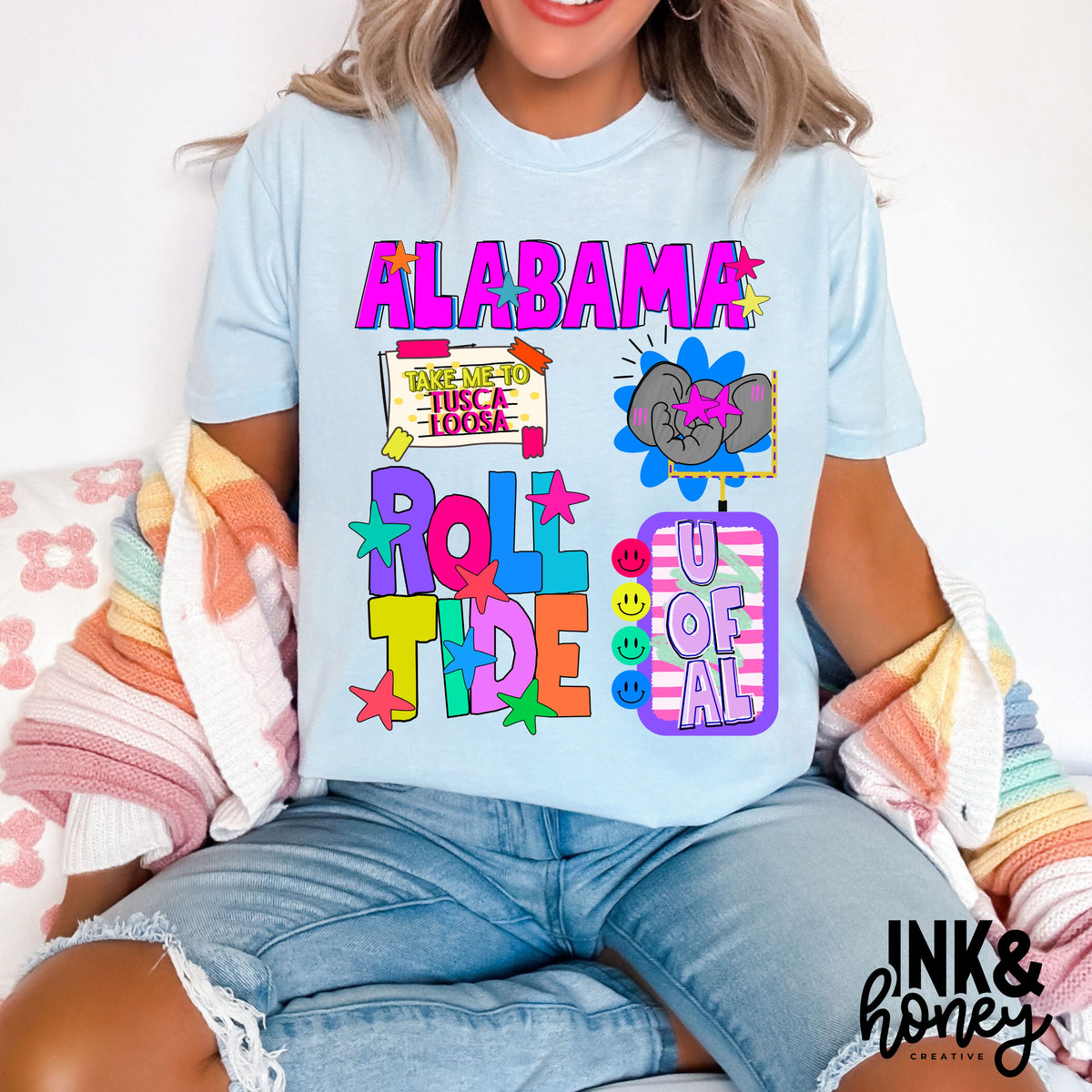 alabama/auburn 90s style tee