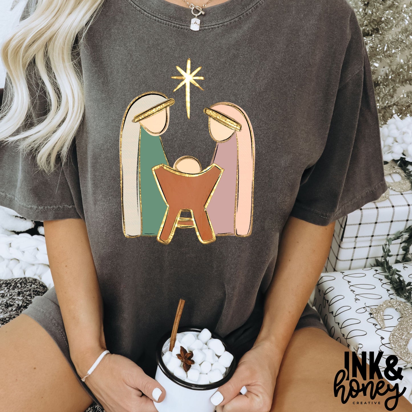 boho nativity tee