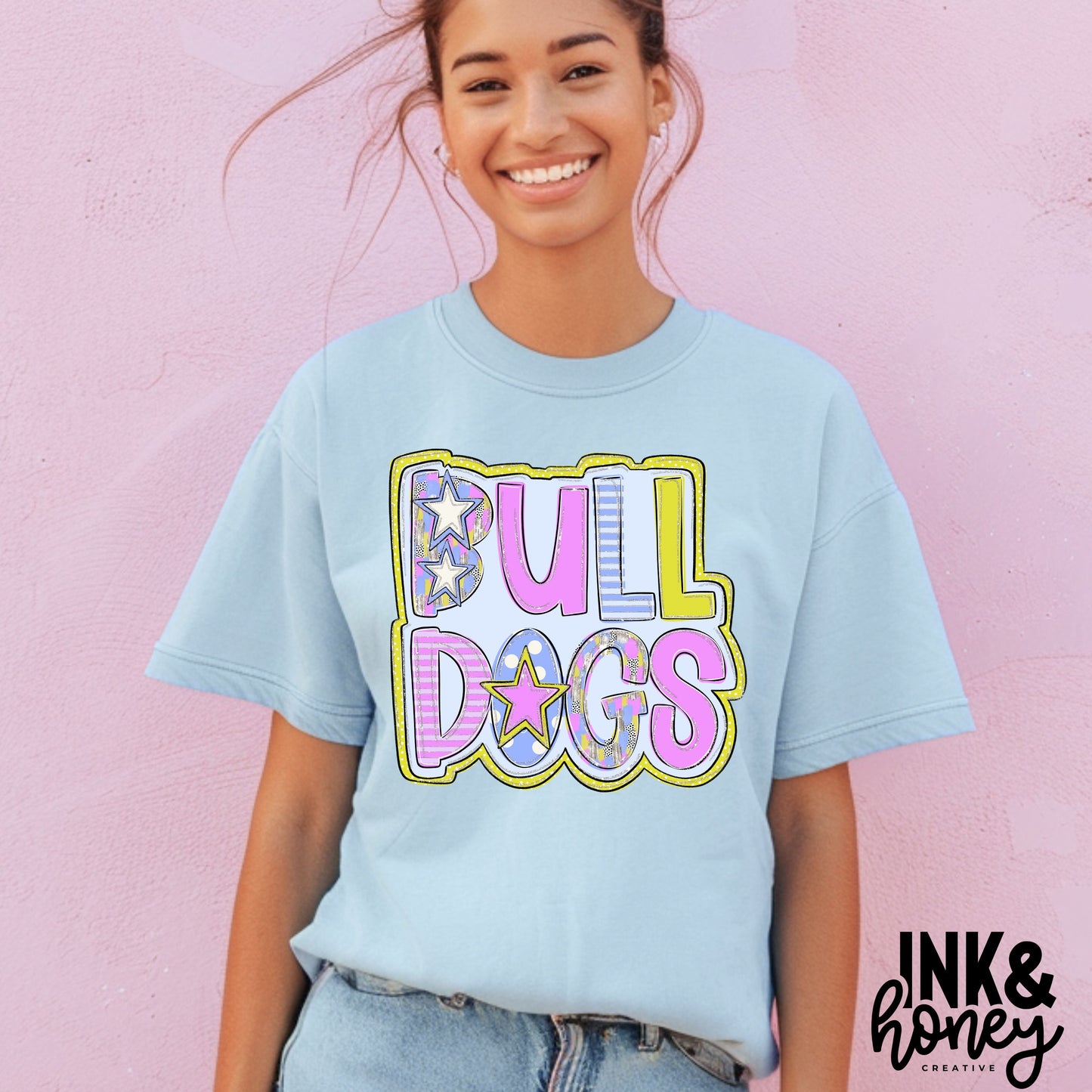 bulldogs doodle spring tee