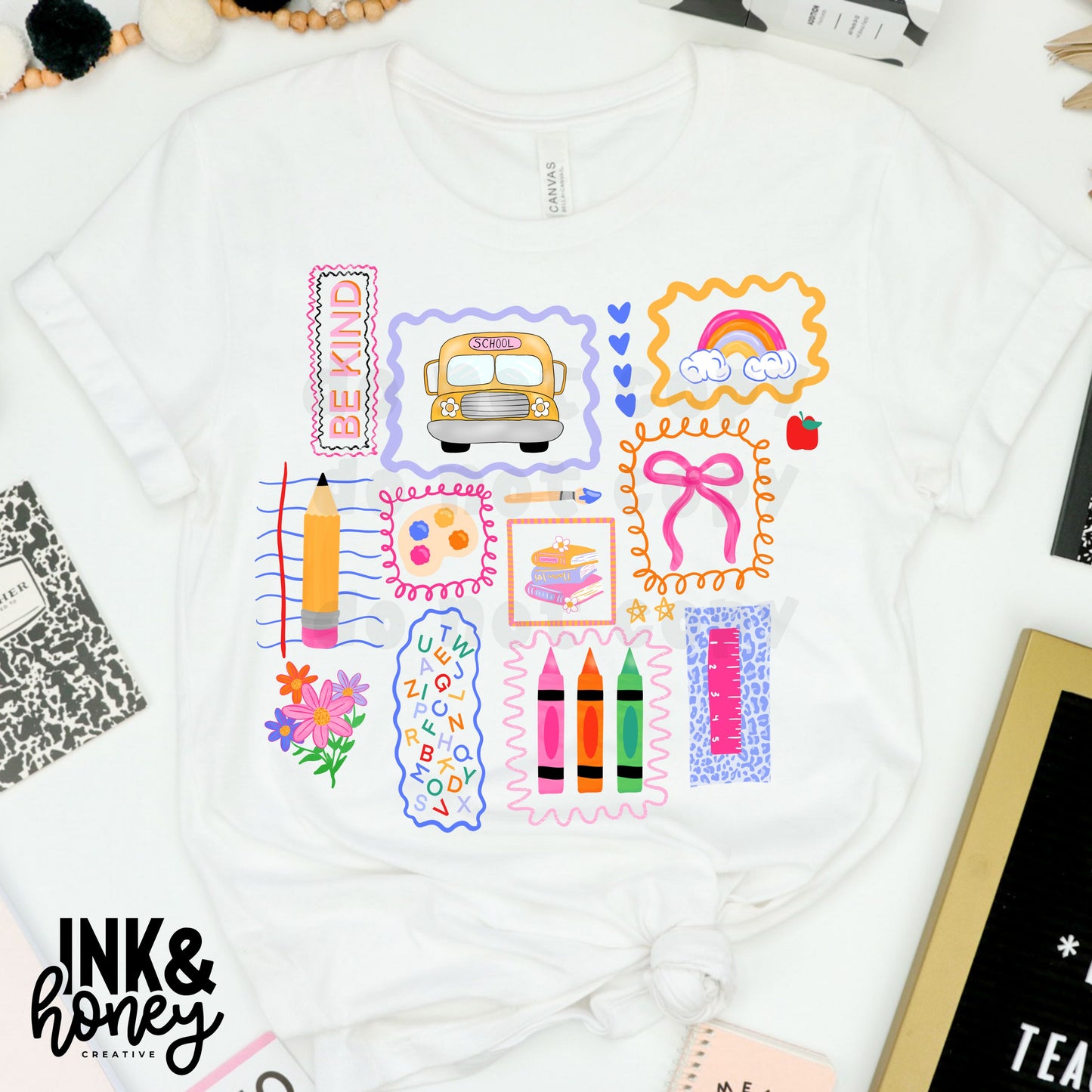 [back to school] stamps tee