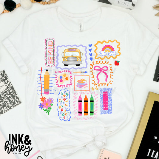 [back to school] stamps tee