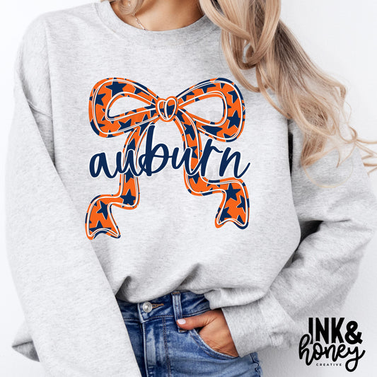auburn handlettered bow tee
