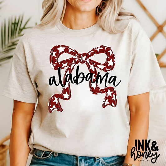 alabama handlettered bow tee