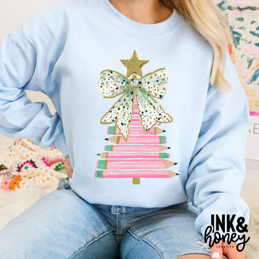 teacher pencil tree tee