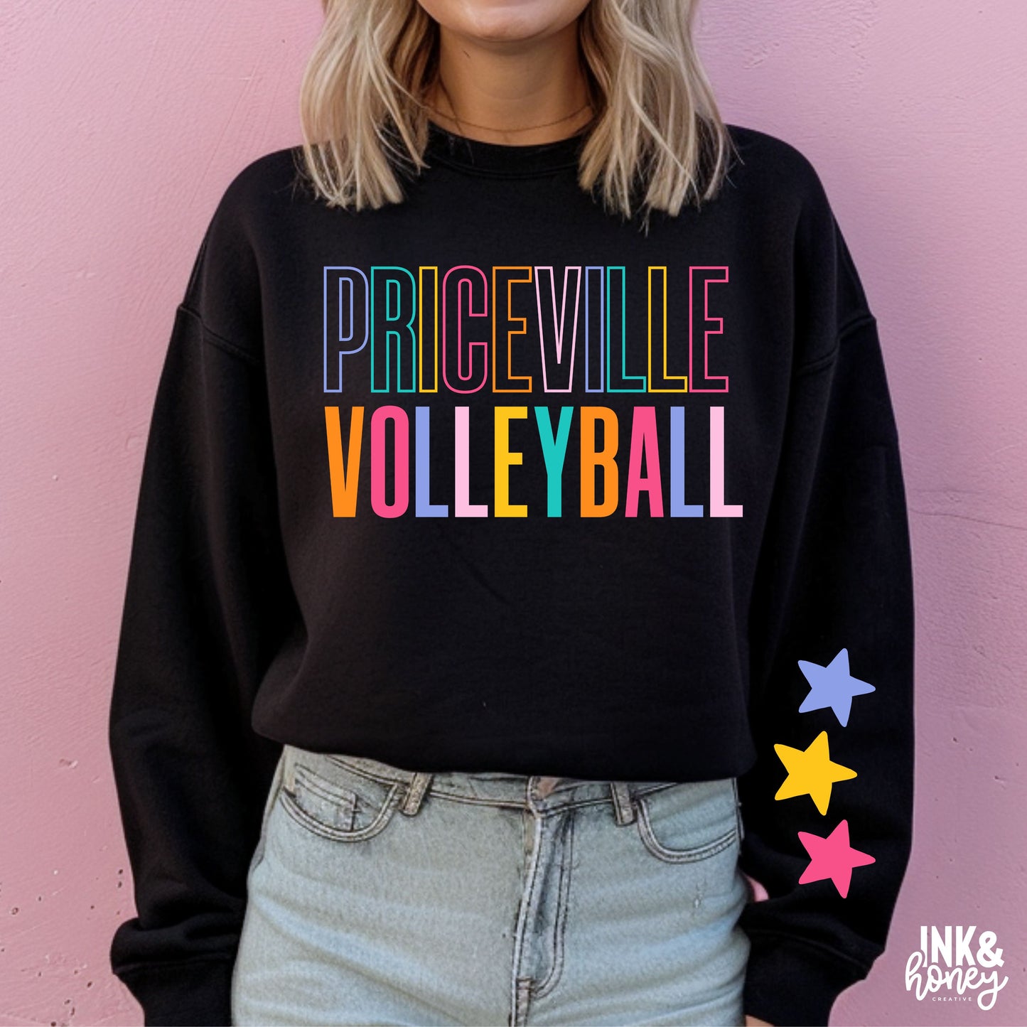 volleyball neon stars tee