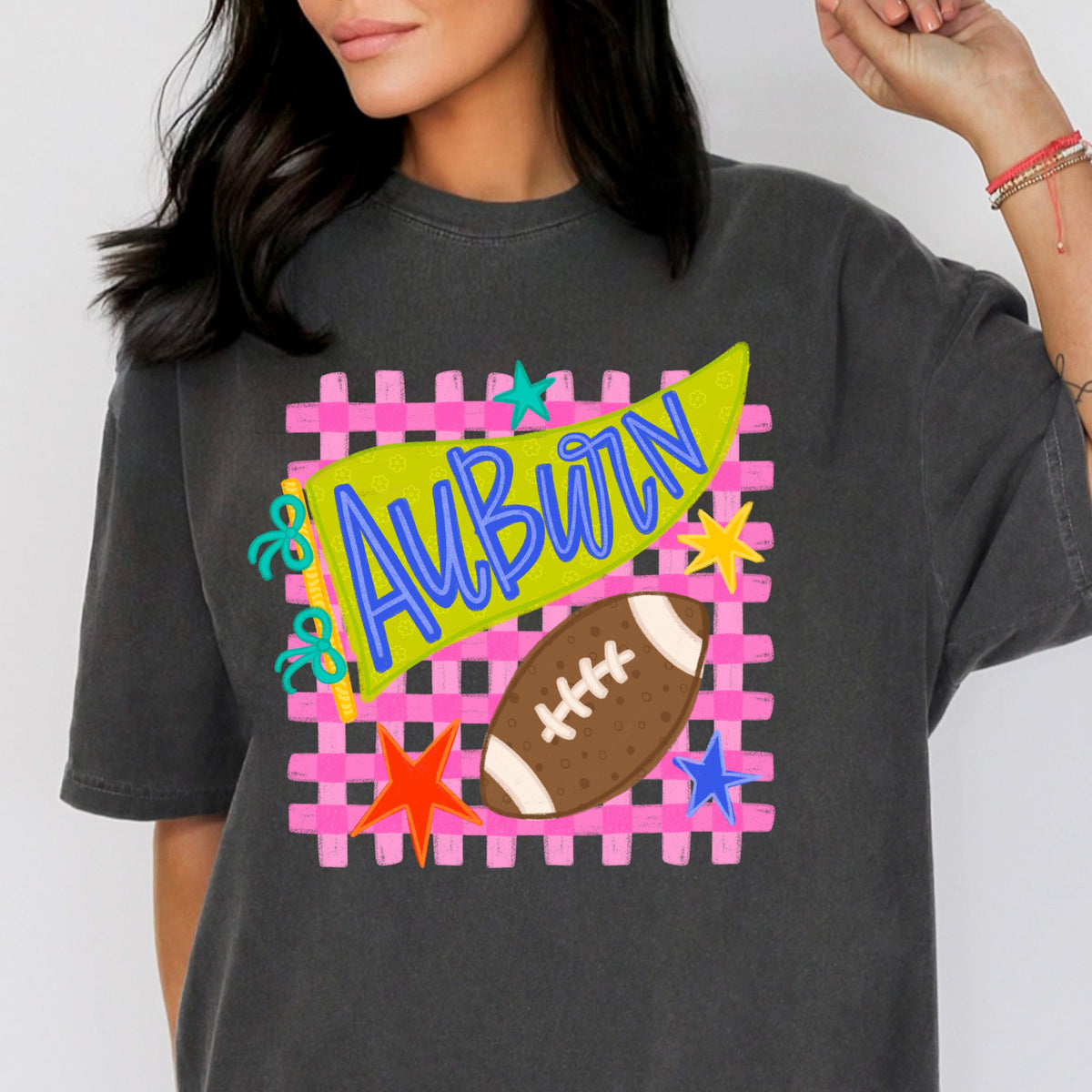 alabama/auburn preppy football tee