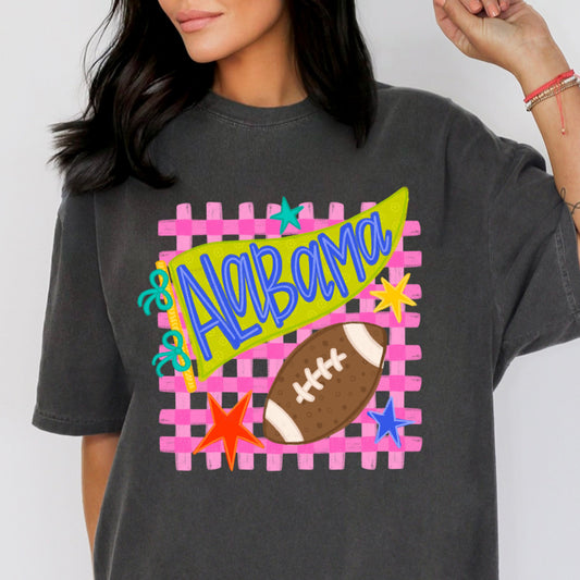 alabama/auburn preppy football tee
