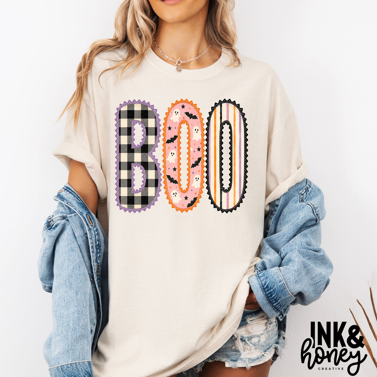 patchwork boo tee