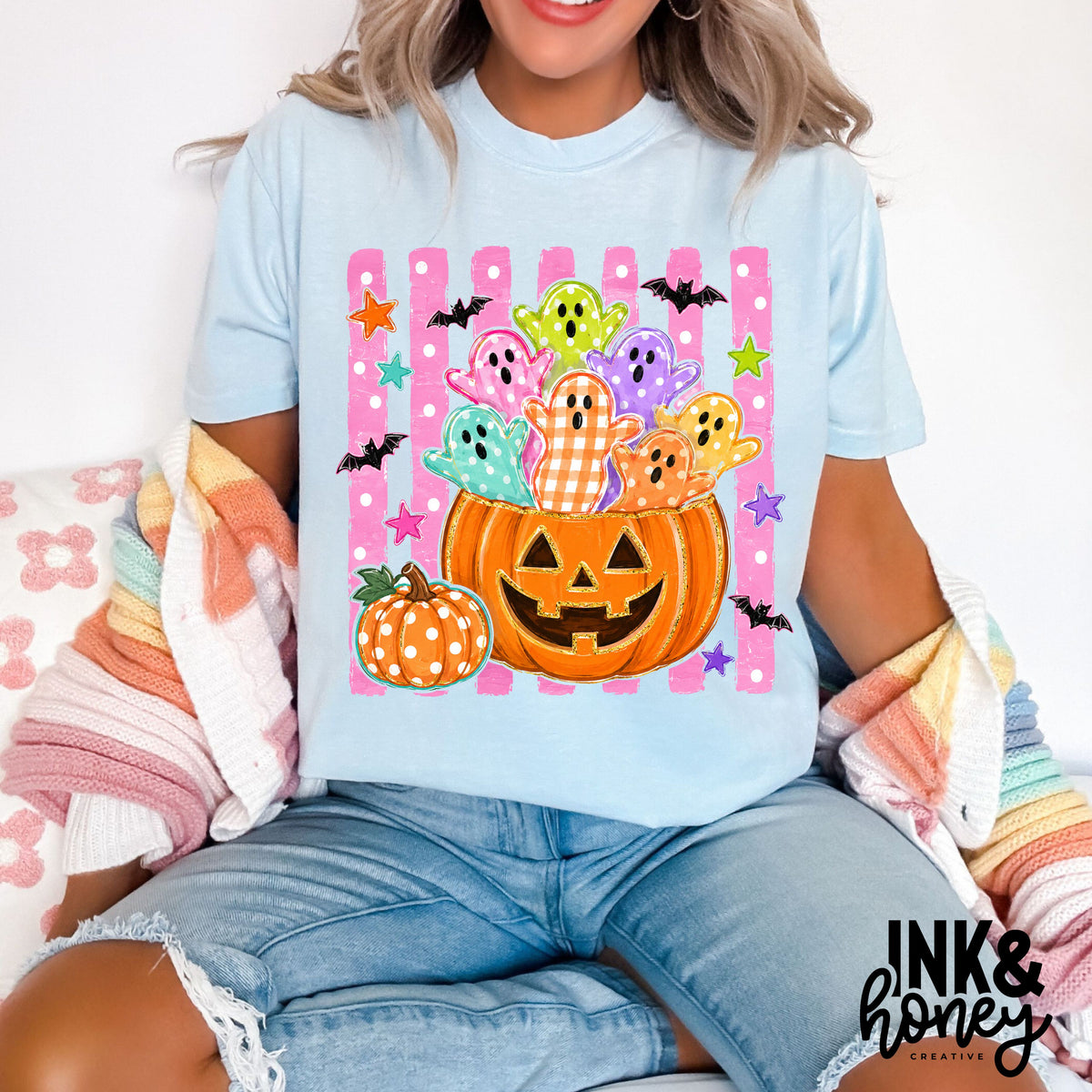 ghosts and pumpkins tee