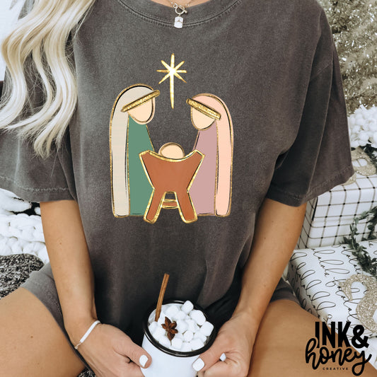 boho nativity tee