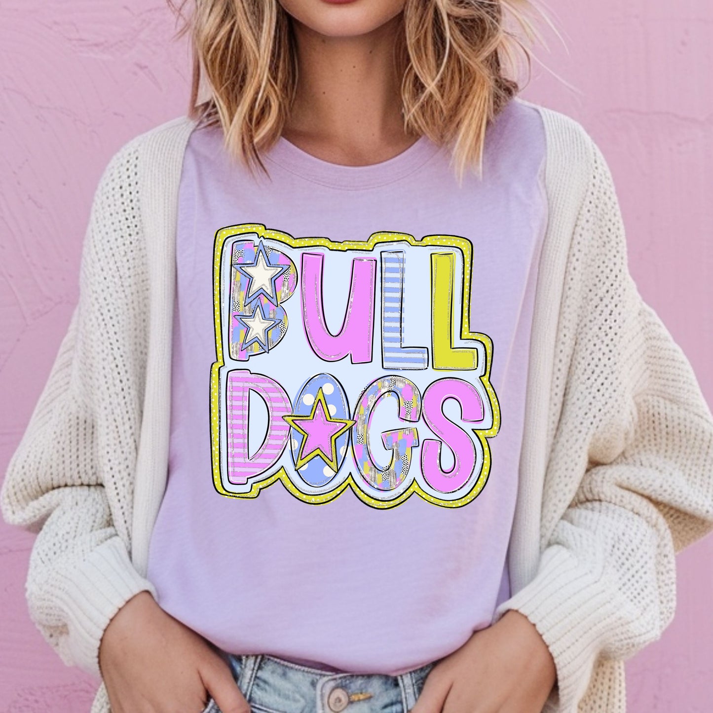 bulldogs doodle spring tee