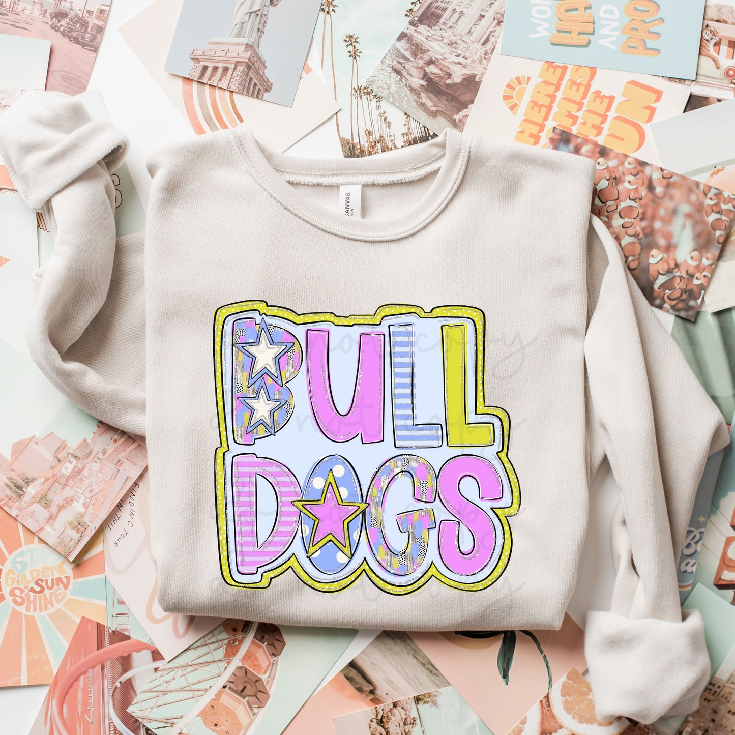 bulldogs doodle spring tee