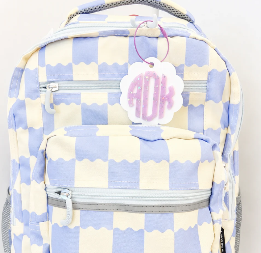 scallop monogram tag